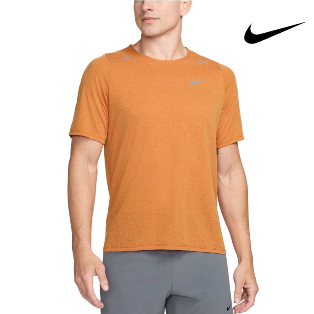 Nike Dri-FIT Rise 365 Mens Short-Sleeve Running Training Gym Top Burnt Orange